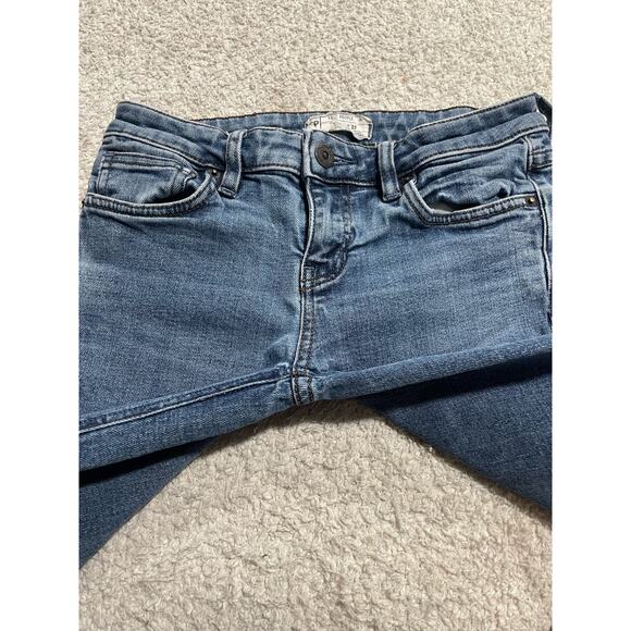 FREE PEOPLE Jeans Womens Sz 25 Kentucky Blue Released Side Slit Raw Hem Straight - Picture 6 of 16